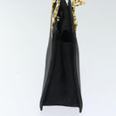 Salvatore Ferragamo Gancini Hand Bag Suede 2way Black Gold Auth 93549-4