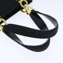 Salvatore Ferragamo Gancini Hand Bag Suede 2way Black Gold Auth 93549-7