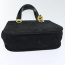 Salvatore Ferragamo Gancini Hand Bag Suede 2way Black Gold Auth 93549-5
