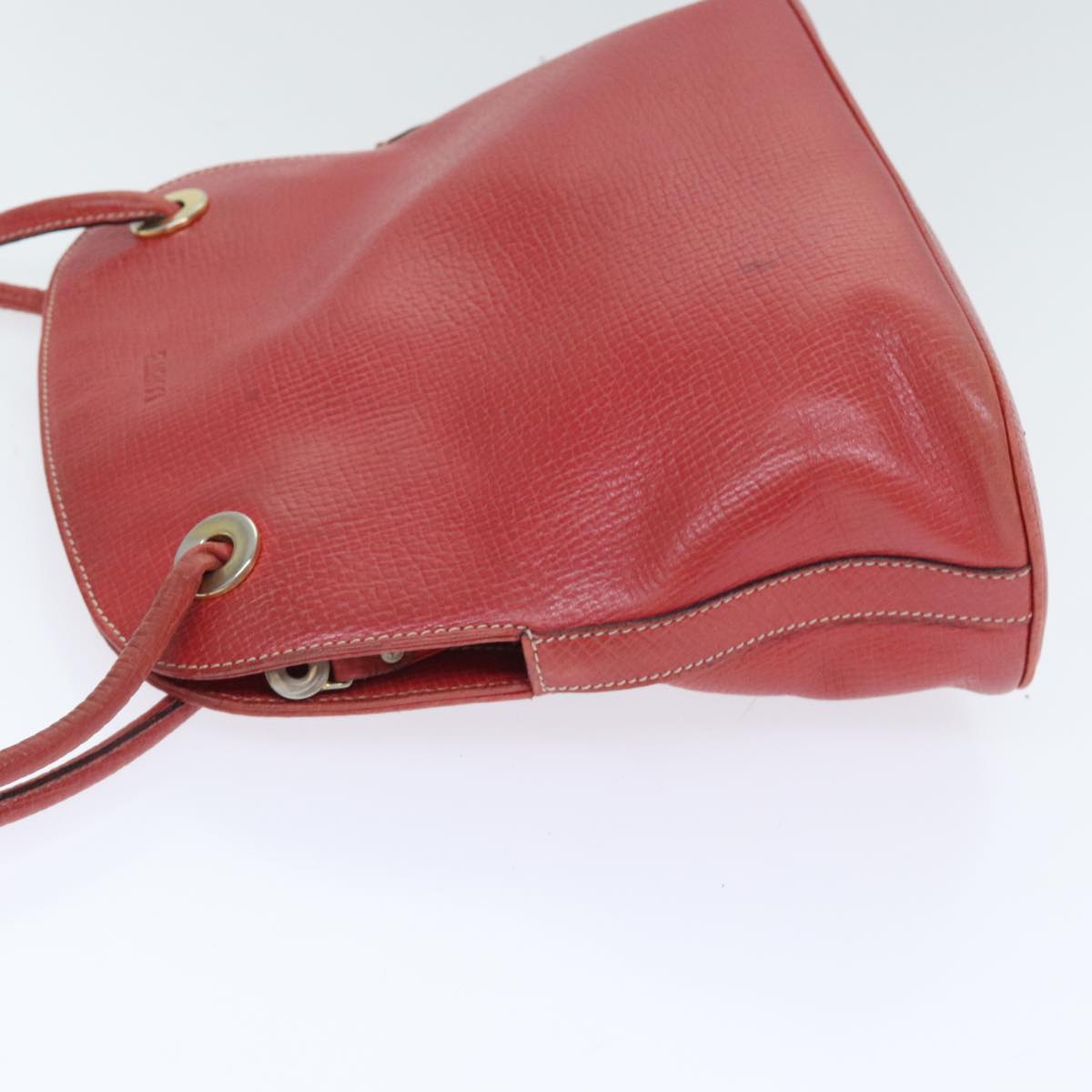 LOEWE Shoulder Bag Leather Red Gold Auth 93551