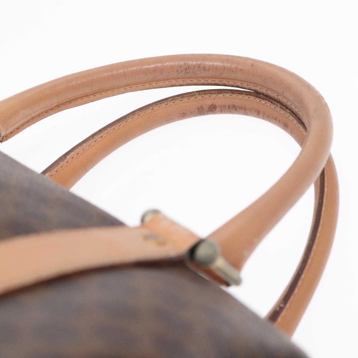 CELINE Macadam Canvas Hand Bag PVC Leather Brown Auth 93554