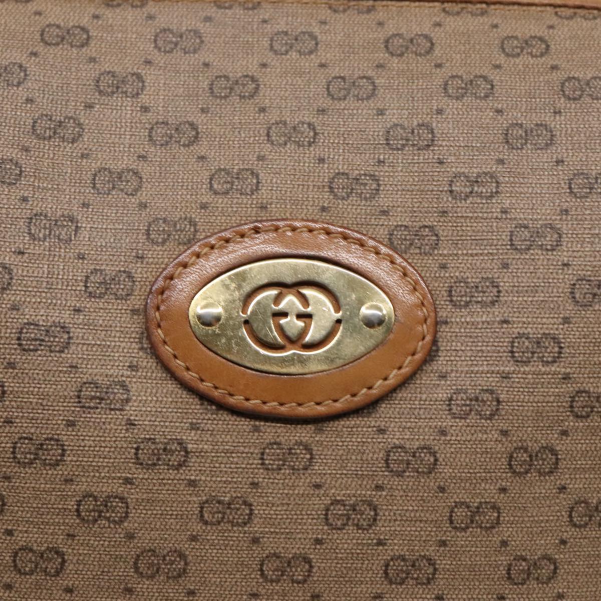 GUCCI Micro GG Supreme Shoulder Bag PVC Beige Gold 104 007 4916 Auth 93569