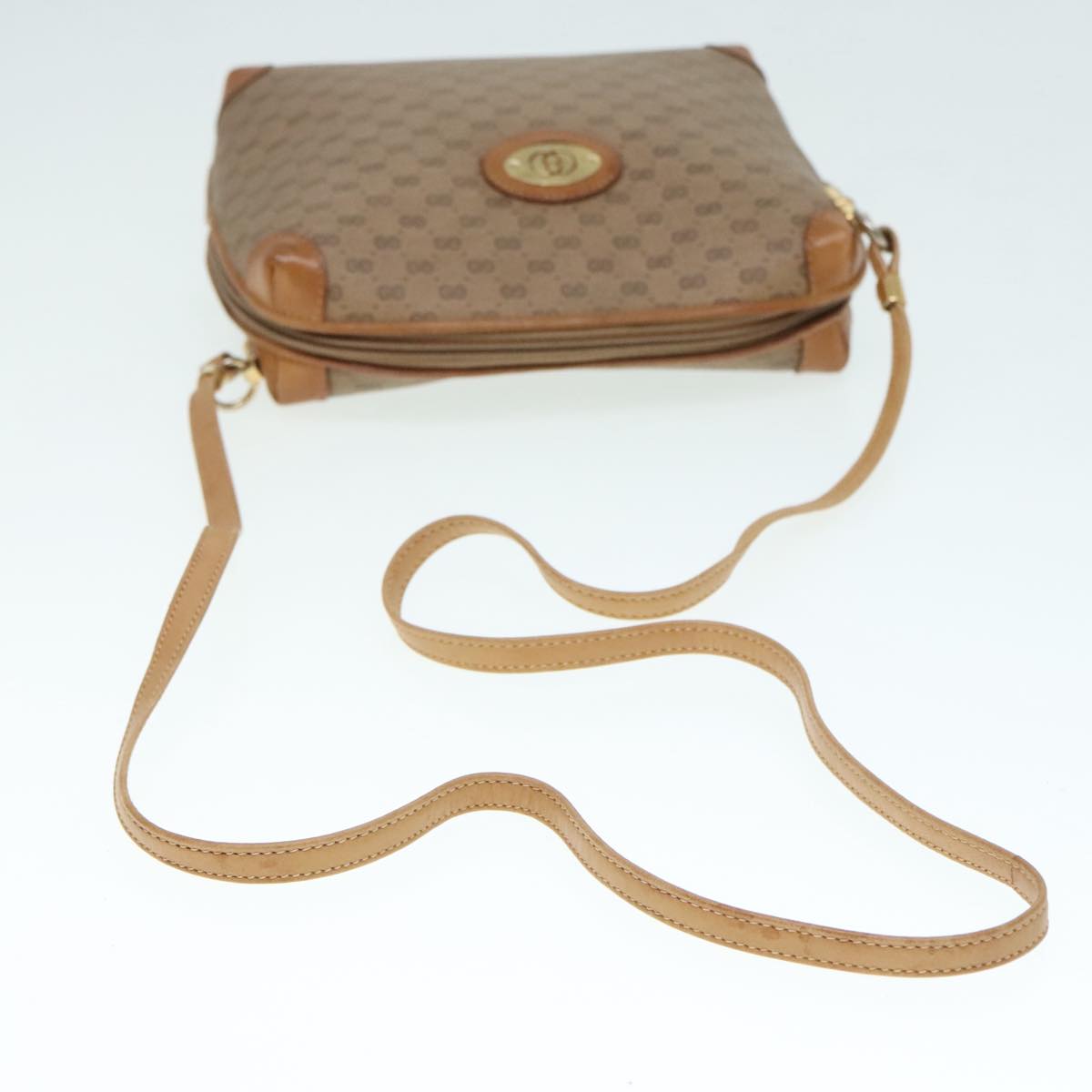 GUCCI Micro GG Supreme Shoulder Bag PVC Beige Gold 104 007 4916 Auth 93569