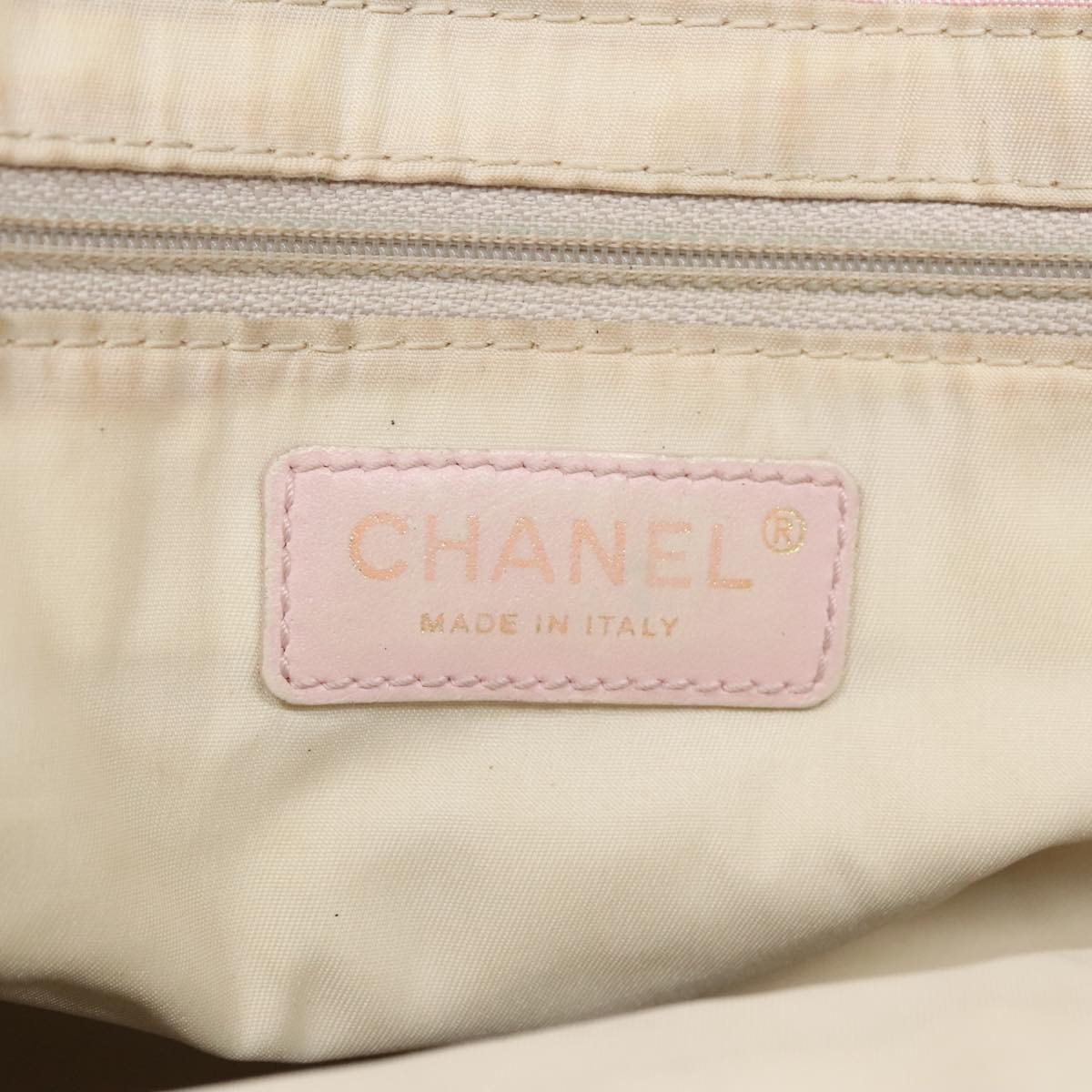 CHANEL New Travel line Tote Bag Nylon Pink Gold CC Auth 93589