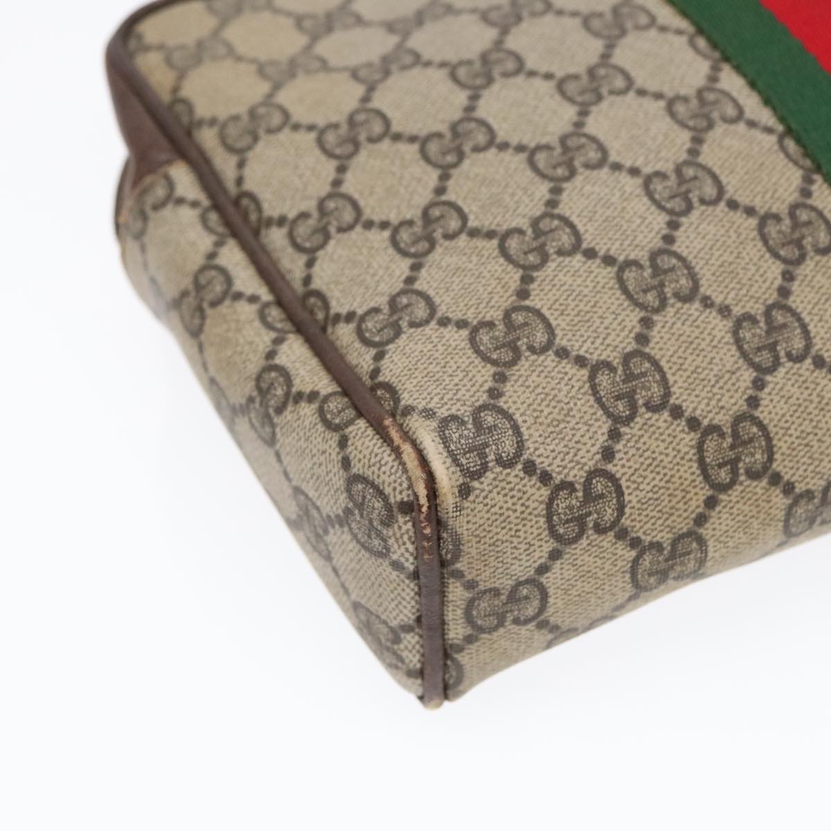 GUCCI GG Supreme Web Sherry Line Clutch Bag PVC Beige Red Green Auth 93603