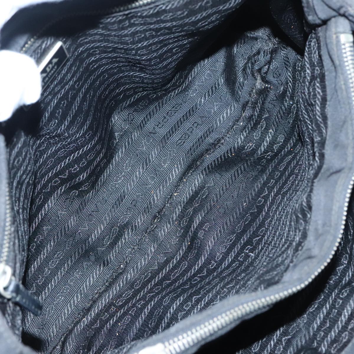 PRADA Tote Bag Nylon Black Auth 93605