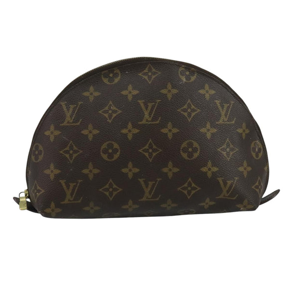 LOUIS VUITTON Monogram Trousse Demi Ronde Cosmetic Pouch M47520 LV Auth 93624