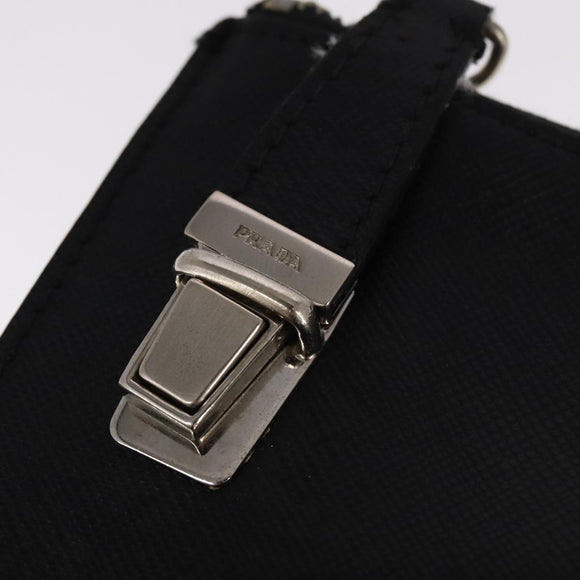 PRADA Clutch Bag Leather Black Auth 93630