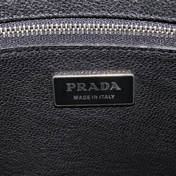 PRADA Clutch Bag Leather Black Auth 93630