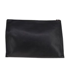 PRADA Clutch Bag Leather Black Auth 93630 - 0