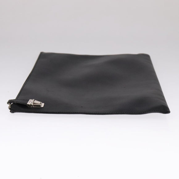 PRADA Clutch Bag Leather Black Auth 93630