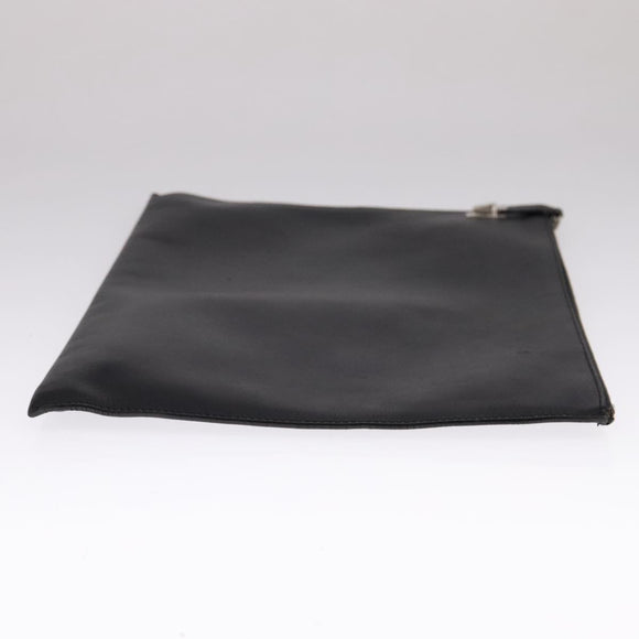 PRADA Clutch Bag Leather Black Auth 93630