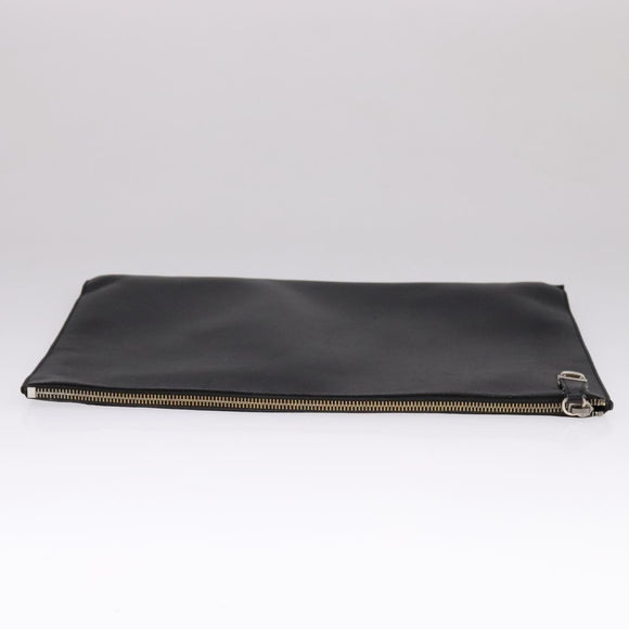 PRADA Clutch Bag Leather Black Auth 93630