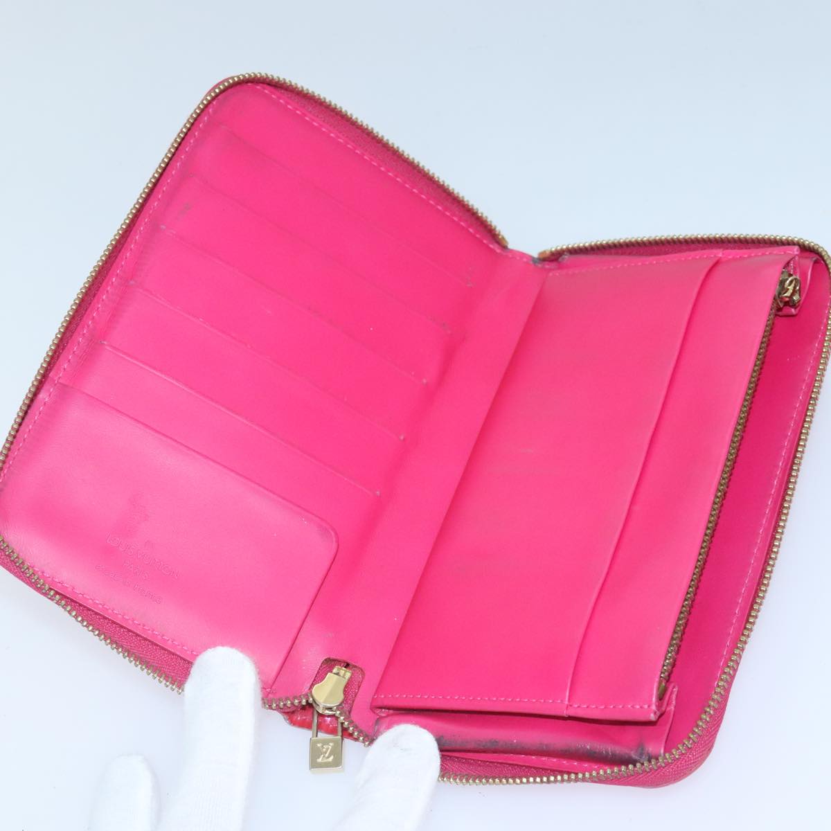 LOUIS VUITTON Monogram Vernis Eldridge Wallet Fuchsia Pink M91240 LV Auth 93651