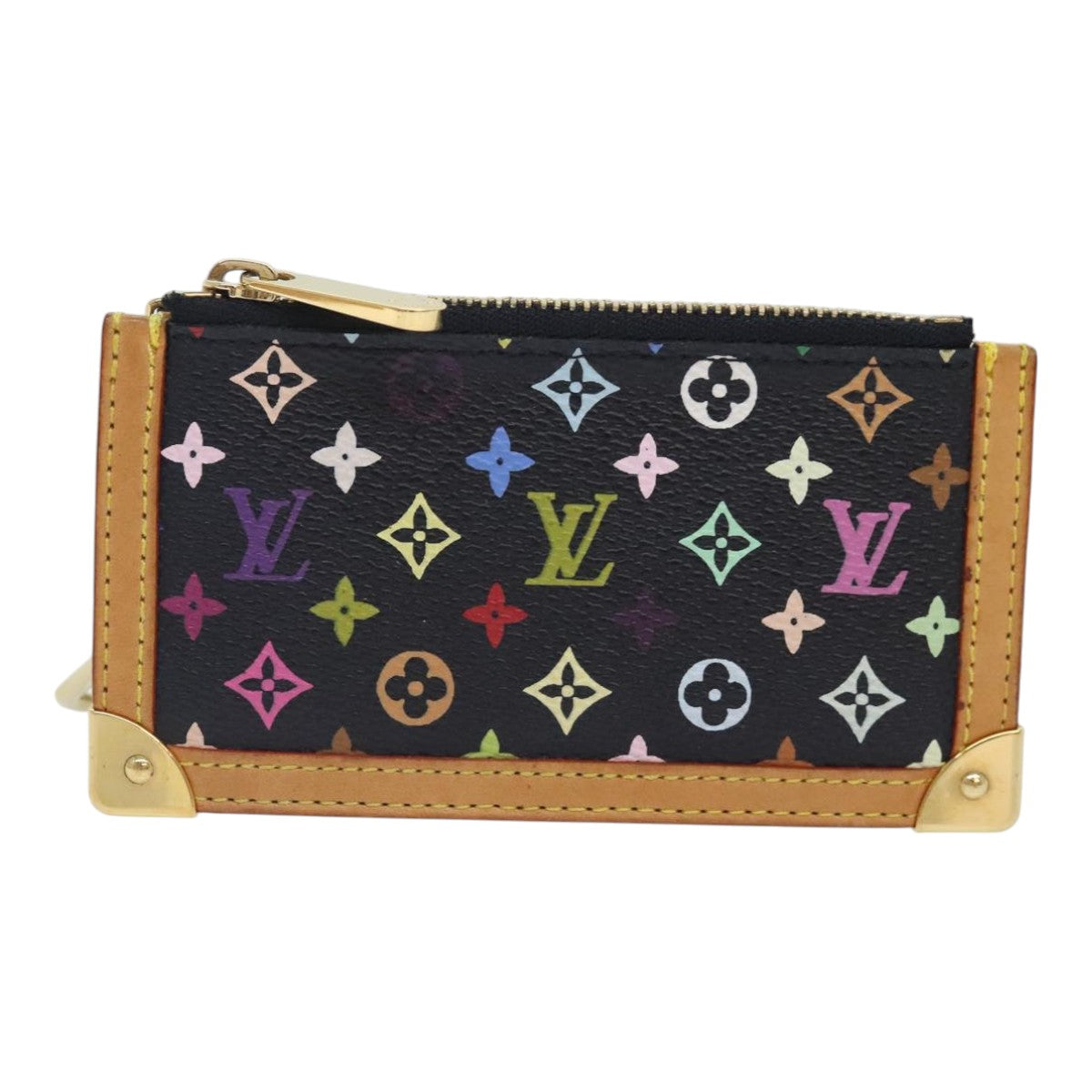 LOUIS VUITTON Monogram Multicolor Pochette Cles Purse Black M92654 LV Auth 93699