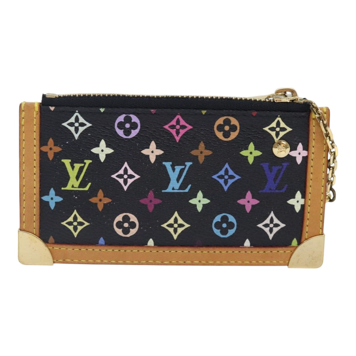 LOUIS VUITTON Monogram Multicolor Pochette Cles Purse Black M92654 LV Auth 93699 - 0