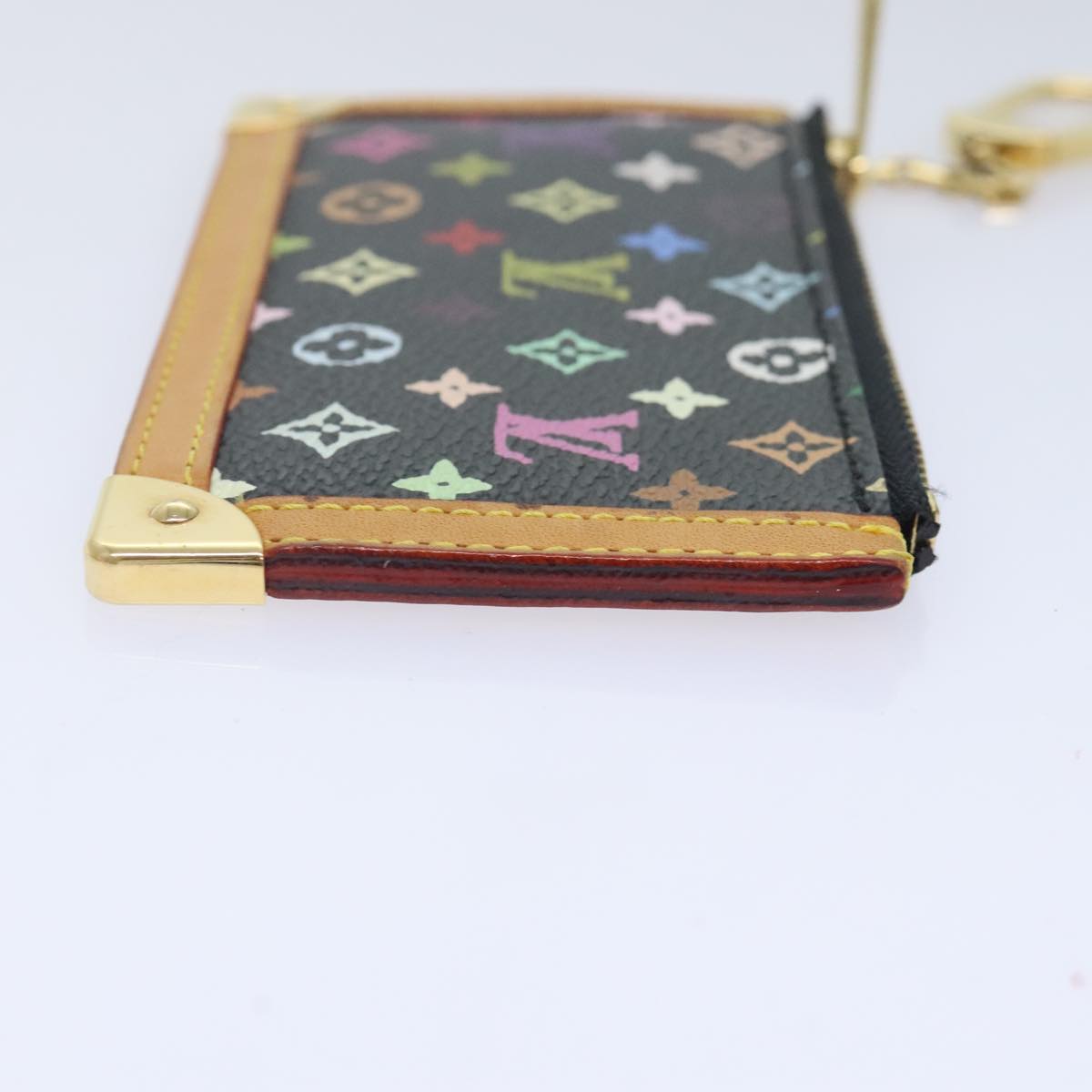 LOUIS VUITTON Monogram Multicolor Pochette Cles Purse Black M92654 LV Auth 93699