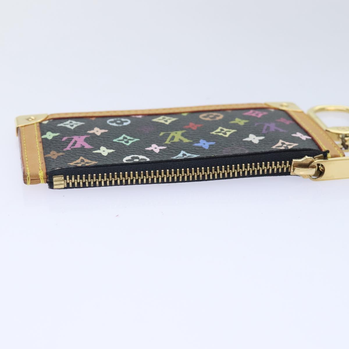 LOUIS VUITTON Monogram Multicolor Pochette Cles Purse Black M92654 LV Auth 93699