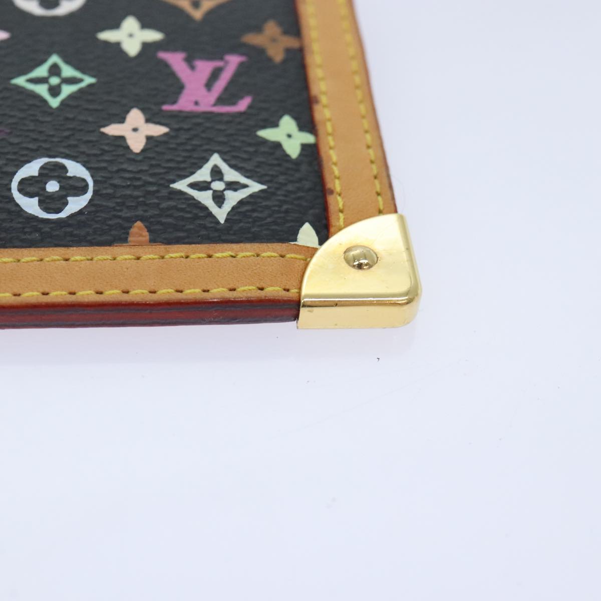 LOUIS VUITTON Monogram Multicolor Pochette Cles Purse Black M92654 LV Auth 93699