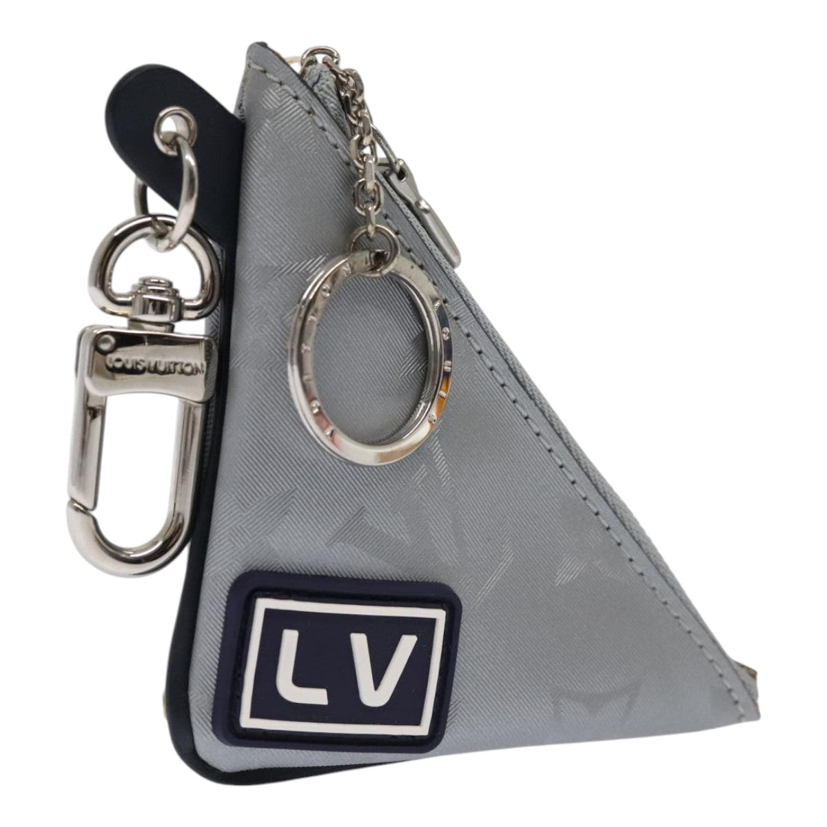 LOUIS VUITTON Monogram satellite Porte Cles Charm Silver MP2217 LV Auth 93701A