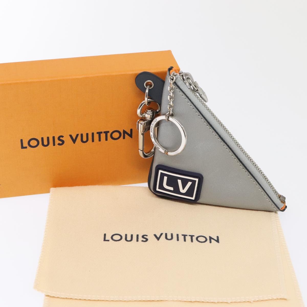 LOUIS VUITTON Monogram satellite Porte Cles Charm Silver MP2217 LV Auth 93701A