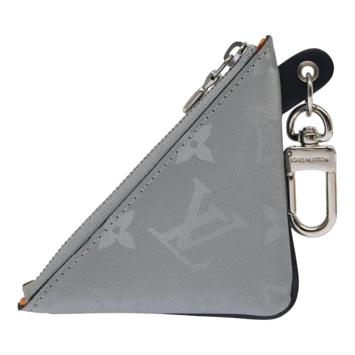 LOUIS VUITTON Monogram satellite Porte Cles Charm Silver MP2217 LV Auth 93701A