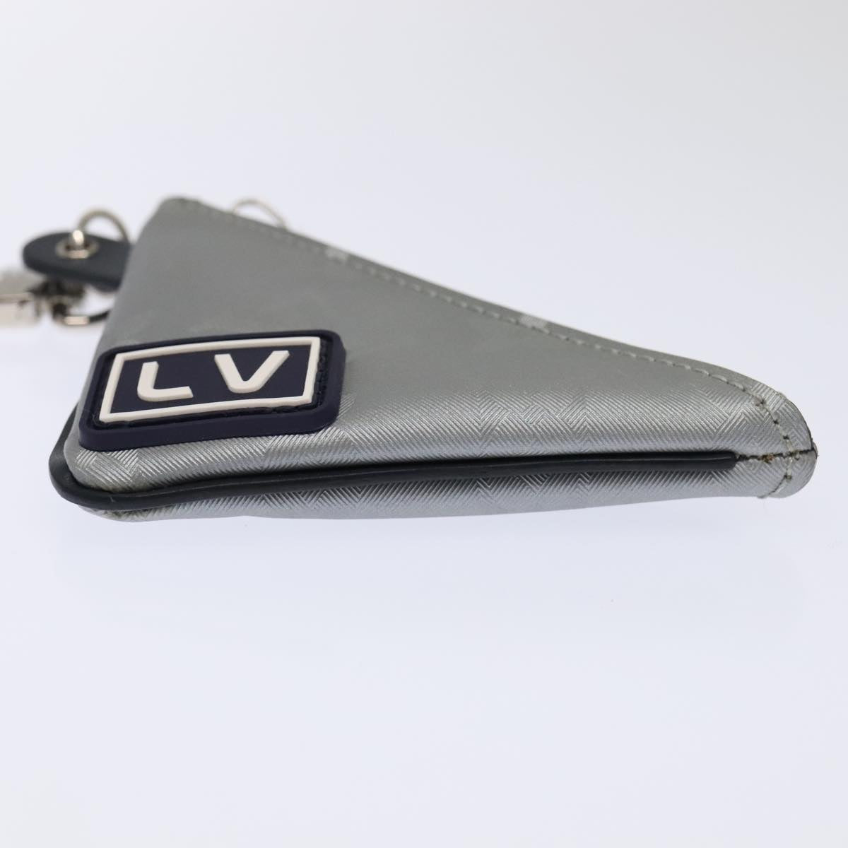 LOUIS VUITTON Monogram satellite Porte Cles Charm Silver MP2217 LV Auth 93701A