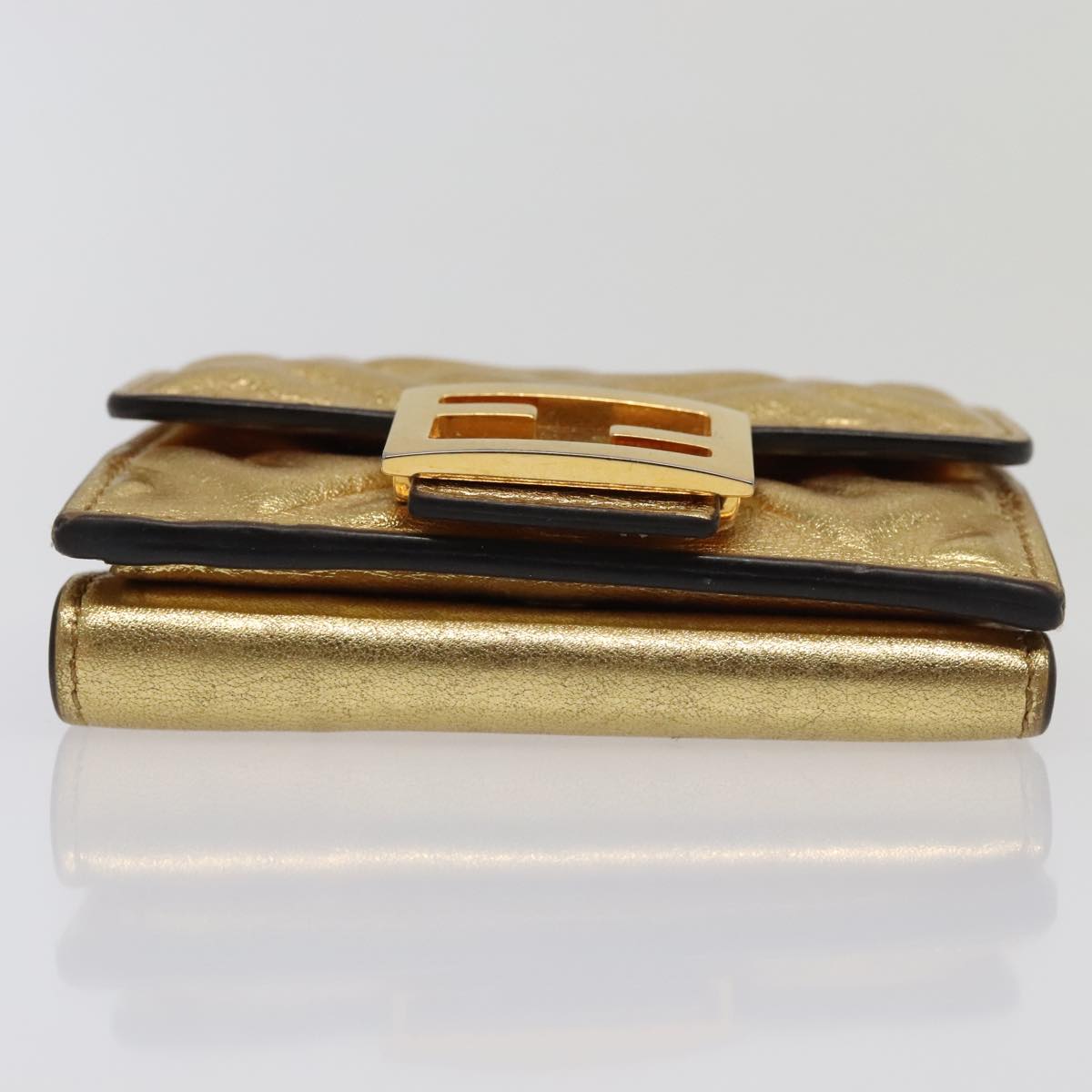 FENDI Zucca Canvas Wallet Gold Tone 8M0395 Auth 93704