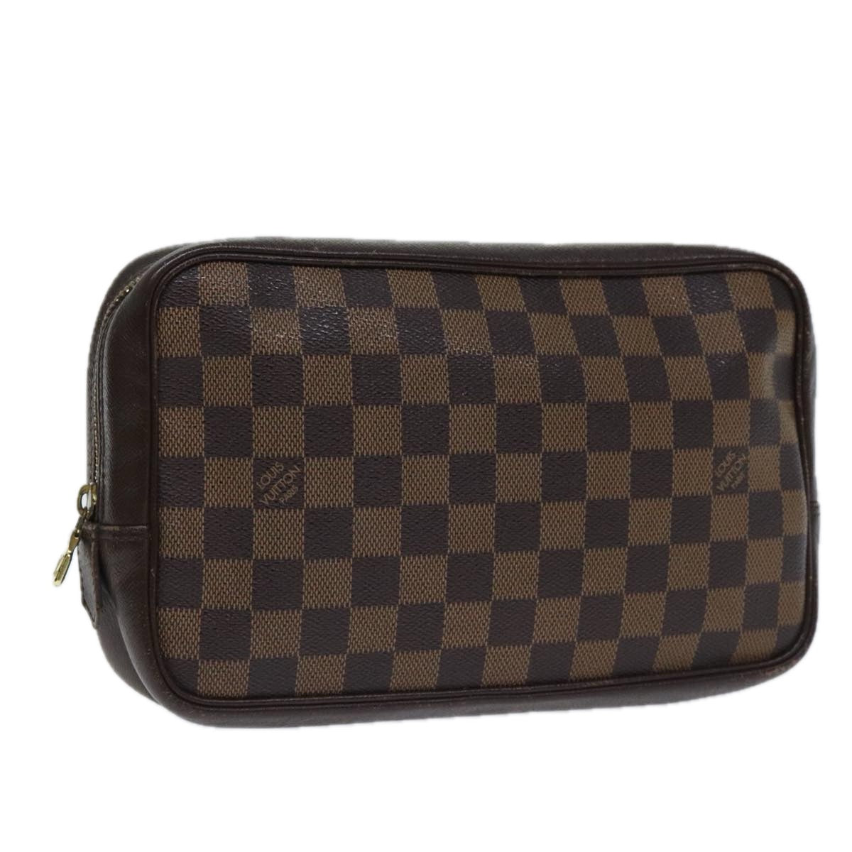 LOUIS VUITTON Damier Ebene Trousse Toilette25 Clutch Bag N47624 LV Auth 93707