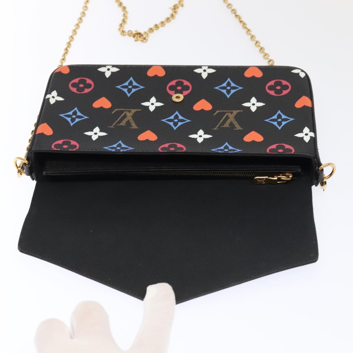 LOUIS VUITTON Monogram Game On Felicie Clutch Bag Black M80232 LV Auth 93736S