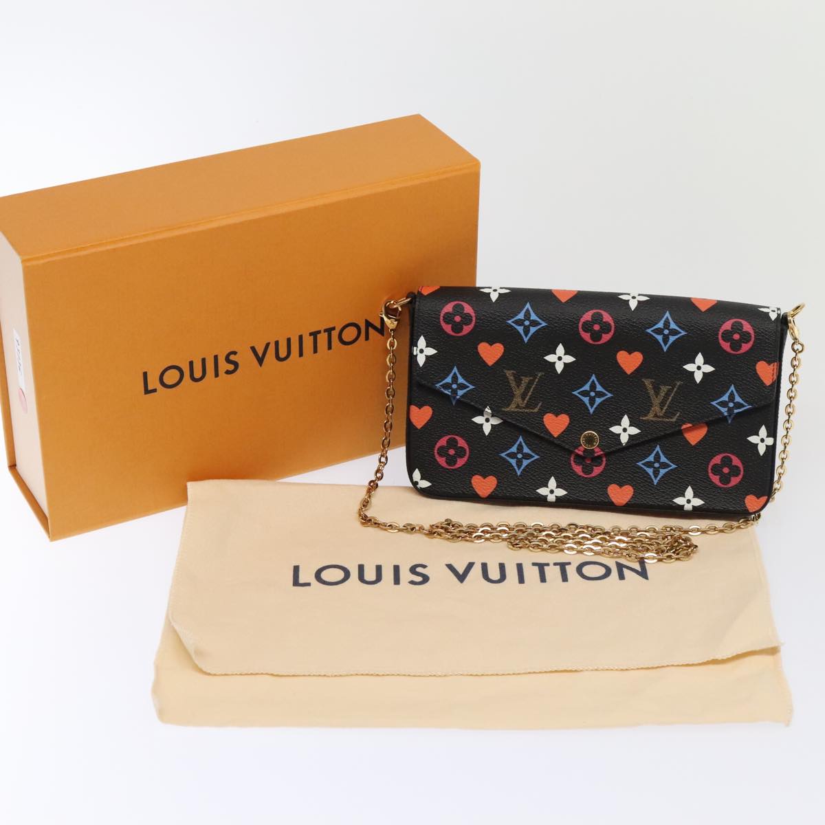 LOUIS VUITTON Monogram Game On Felicie Clutch Bag Black M80232 LV Auth 93736S