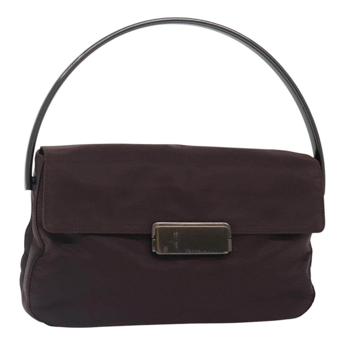 PRADA Hand Bag Nylon Brown Auth 93805