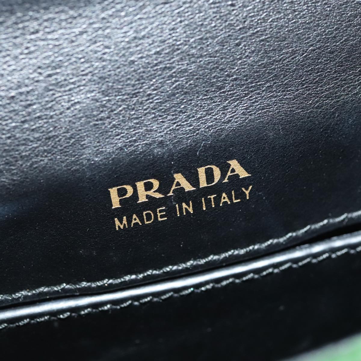 PRADA Shoulder Bag Suede Leather 2way Green Gold Auth 93806A