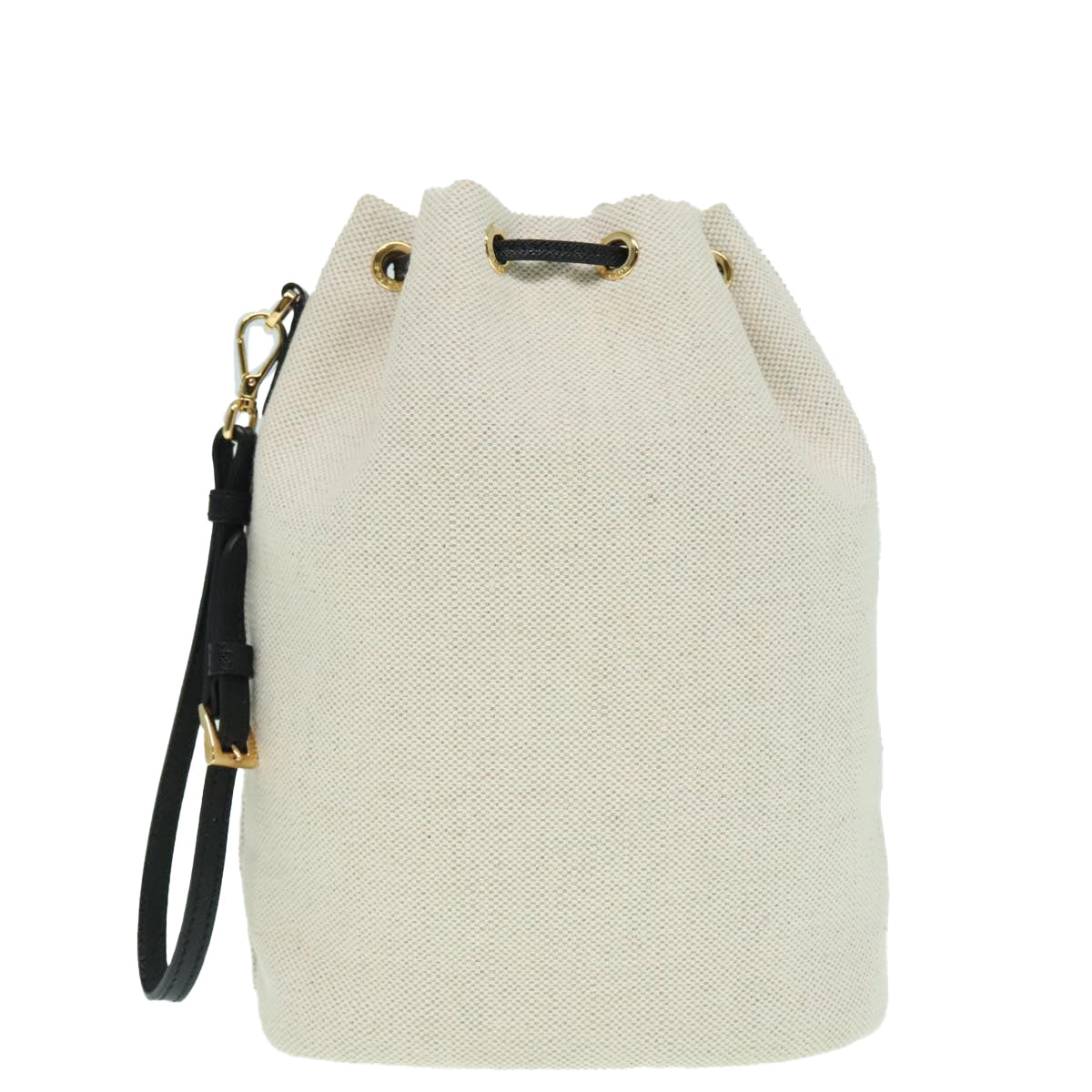 PRADA Canvas Drawstring Bag Pouch White Auth 93807 - 0