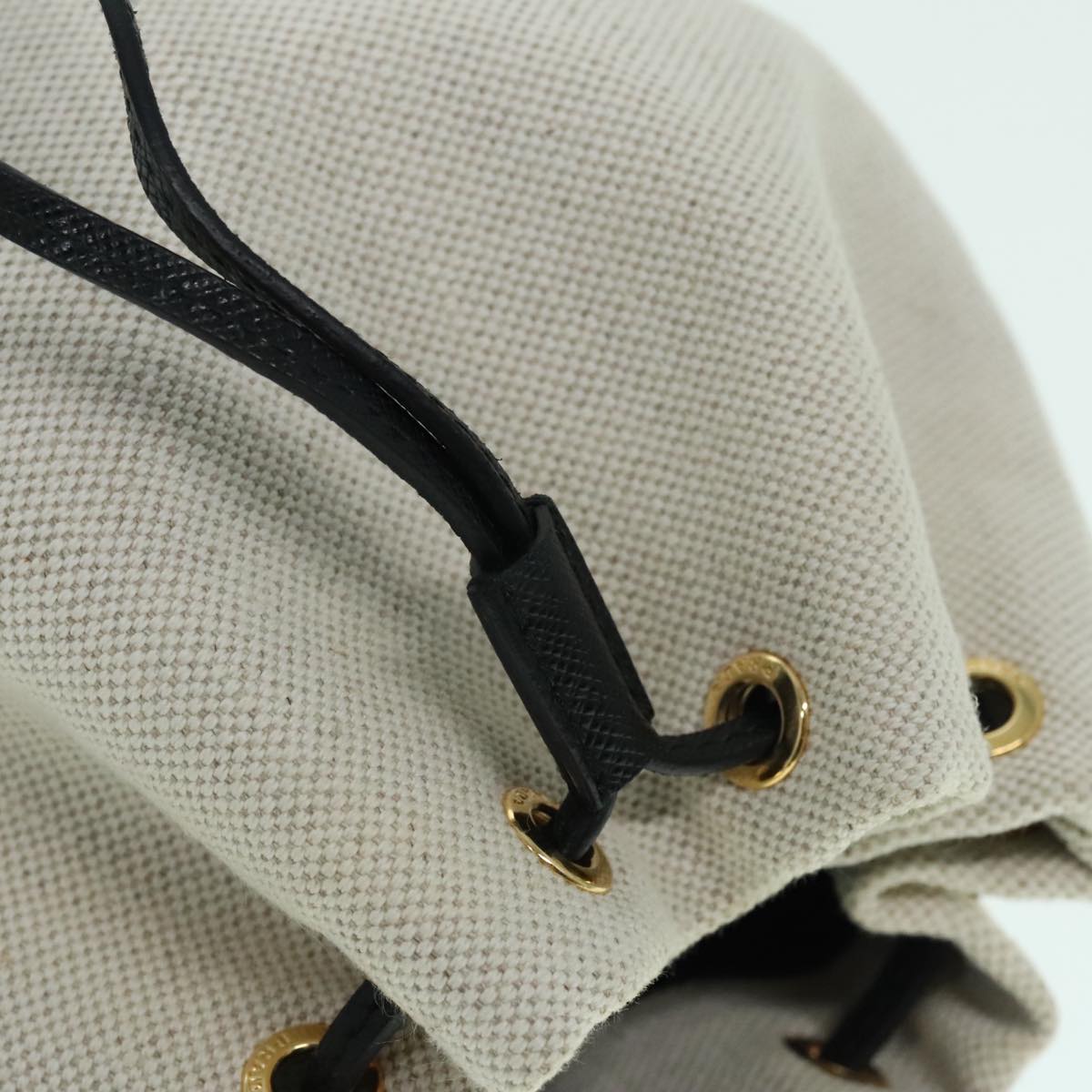 PRADA Canvas Drawstring Bag Pouch White Auth 93807