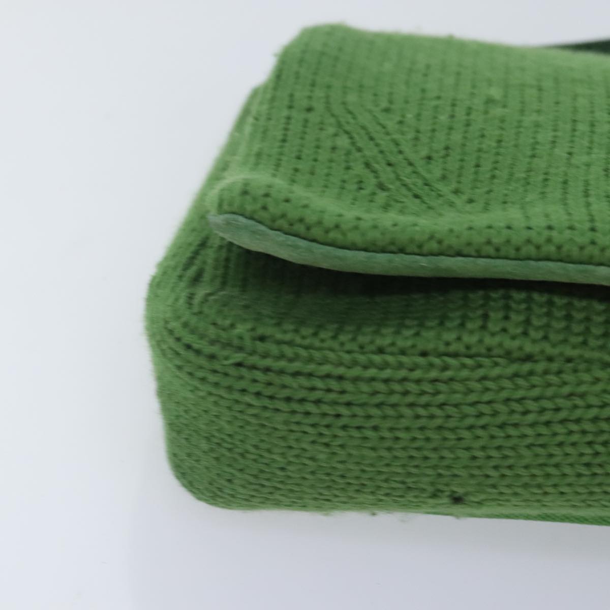 PRADA Shoulder Bag Knitted Fabrics Green Silver Auth 93808