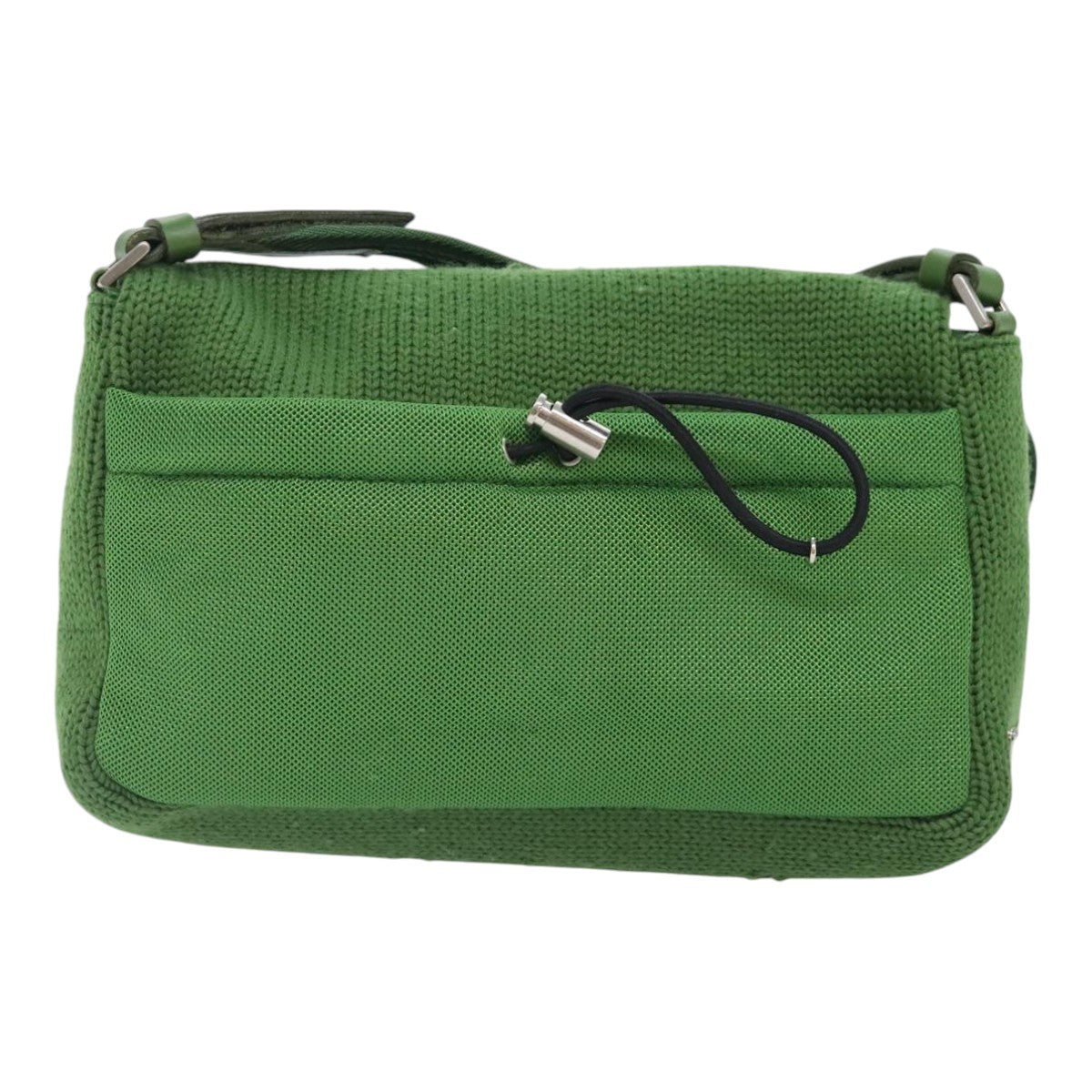 PRADA Shoulder Bag Knitted Fabrics Green Silver Auth 93808 - 0