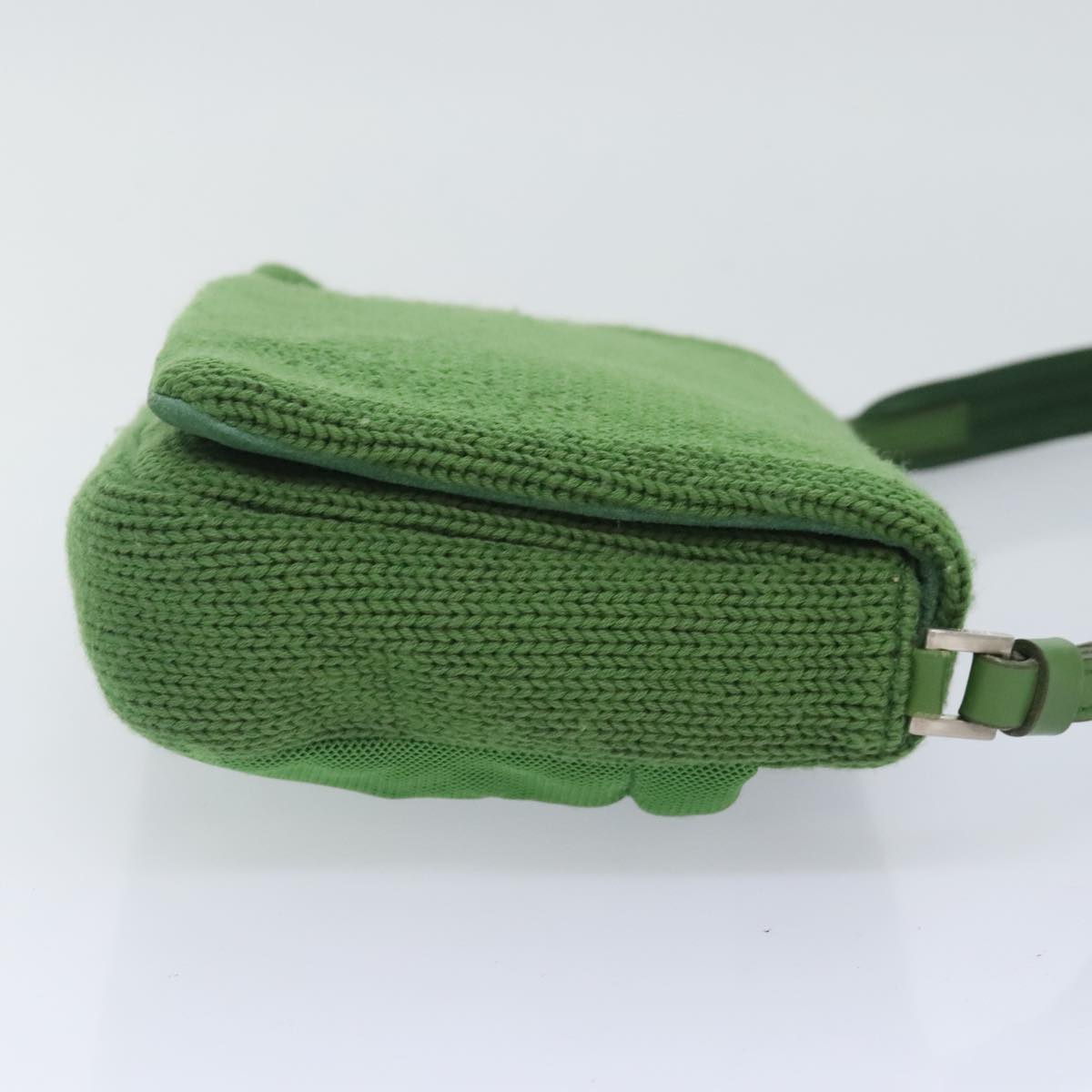 PRADA Shoulder Bag Knitted Fabrics Green Silver Auth 93808