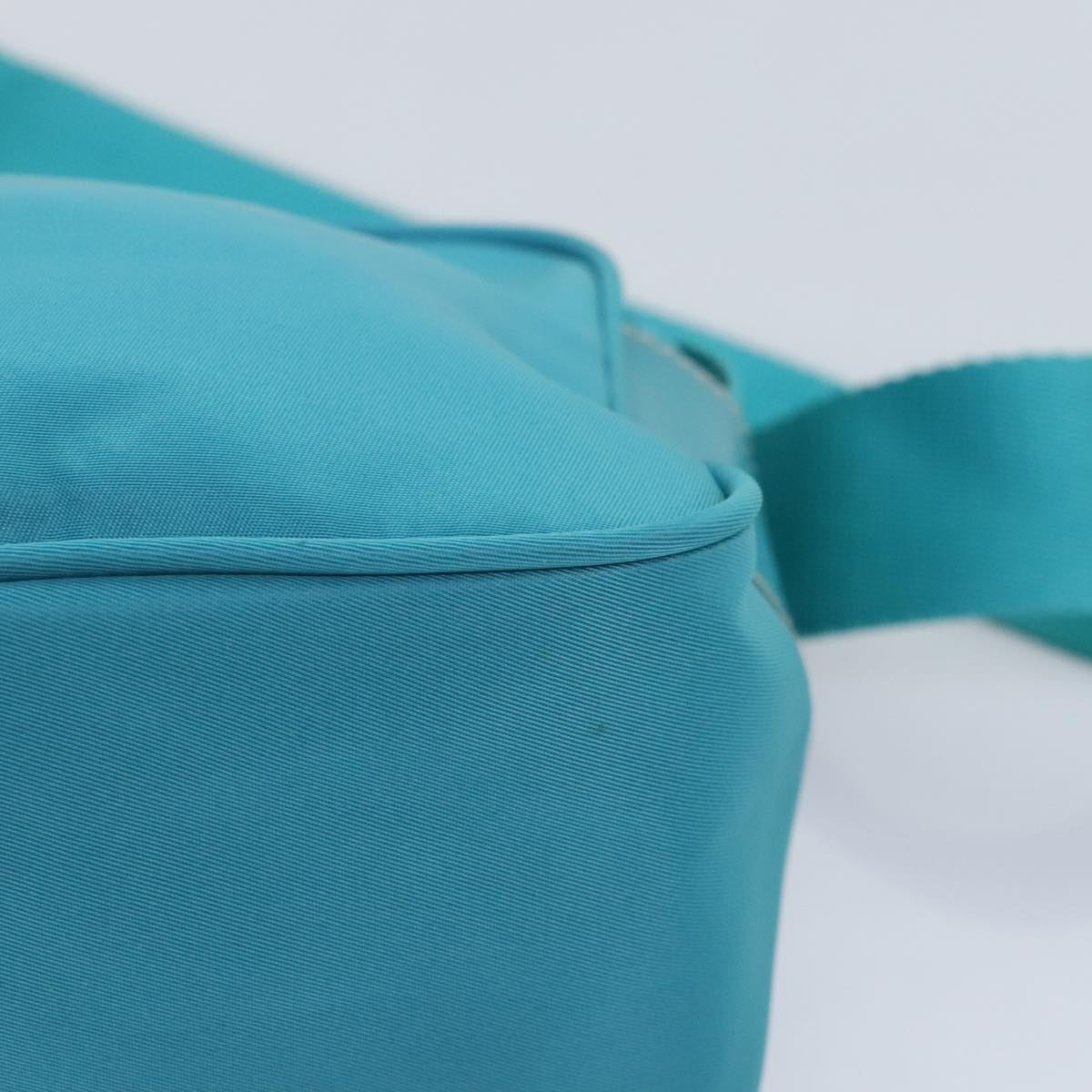 PRADA Shoulder Bag Nylon Turquoise Blue Silver Auth 93810