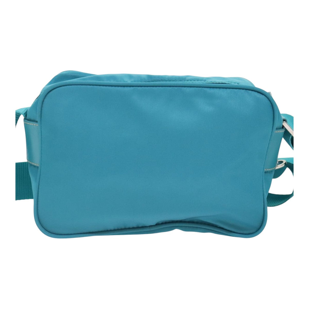 PRADA Shoulder Bag Nylon Turquoise Blue Silver Auth 93810