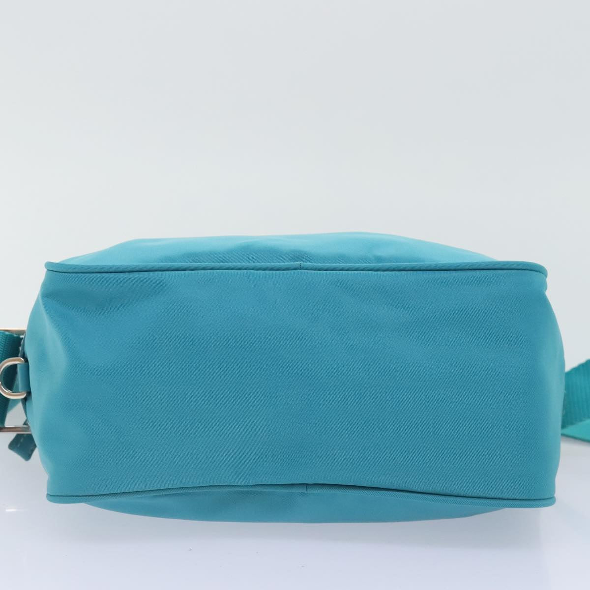 PRADA Shoulder Bag Nylon Turquoise Blue Silver Auth 93810