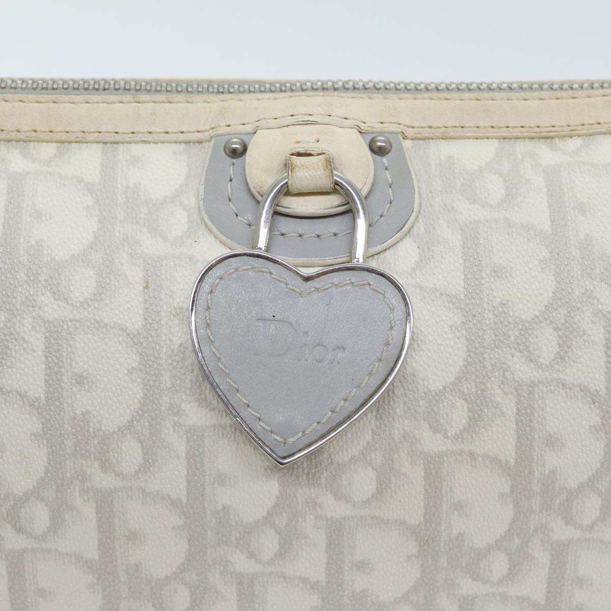 Christian Dior Trotter Romantic Shoulder Bag PVC White Auth 93816