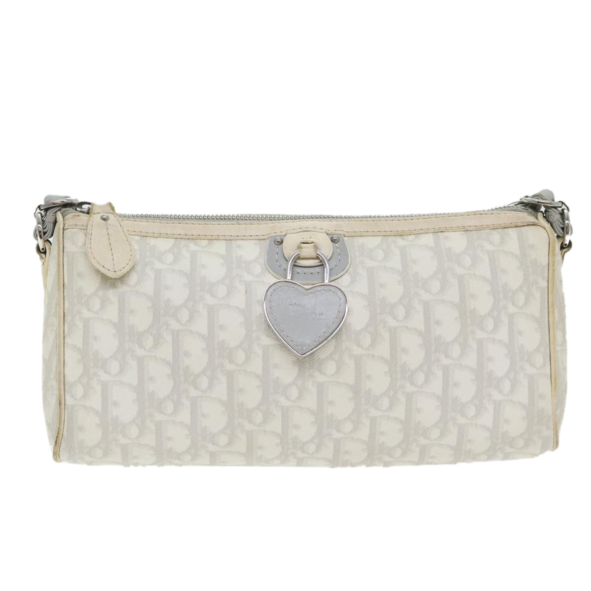 Christian Dior Trotter Romantic Shoulder Bag PVC White Auth 93816