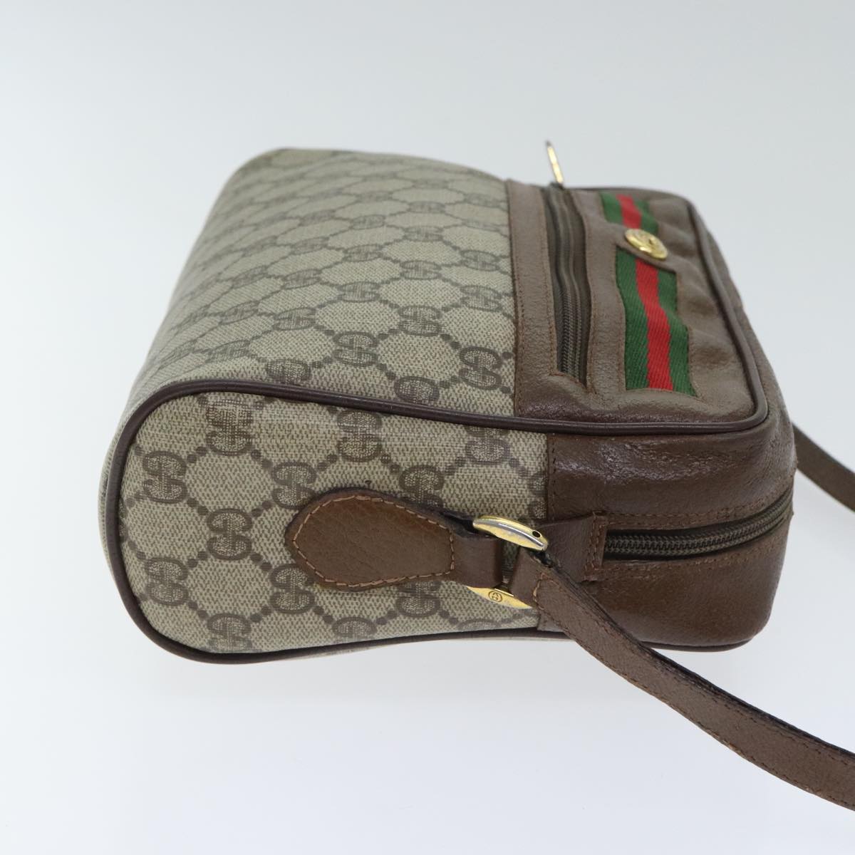 GUCCI GG Supreme Web Sherry Line Shoulder Bag PVC Beige 119 02 088 Auth 93821