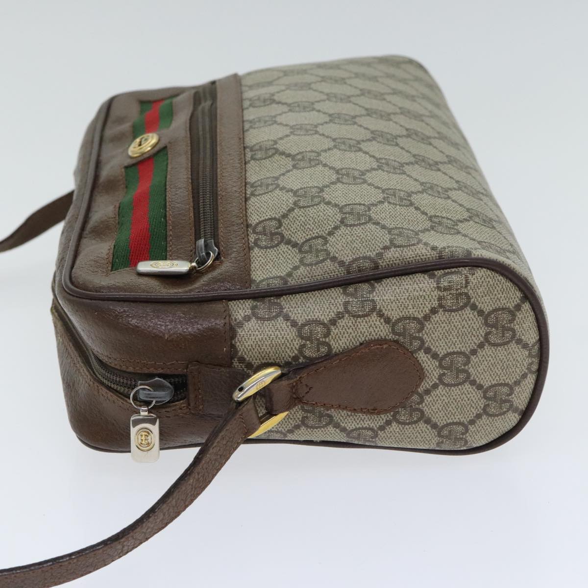 GUCCI GG Supreme Web Sherry Line Shoulder Bag PVC Beige 119 02 088 Auth 93821