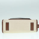 BURBERRY Hand Bag Canvas 2way White Gold Brown Auth 93824V-6