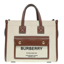 BURBERRY Hand Bag Canvas 2way White Gold Brown Auth 93824V-13