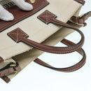 BURBERRY Hand Bag Canvas 2way White Gold Brown Auth 93824V-7