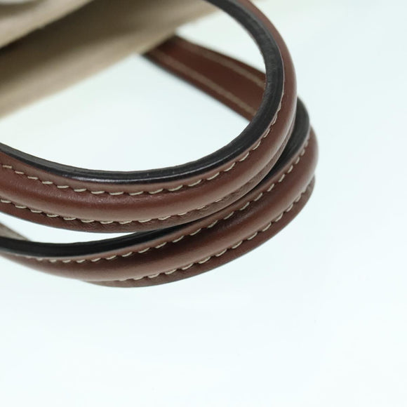 BURBERRY Hand Bag Canvas 2way White Gold Brown Auth 93824V