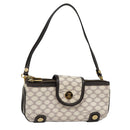 CELINE Macadam Canvas Accessoire-Tasche PVC Leder Weiß Gold Auth 93826AV-1